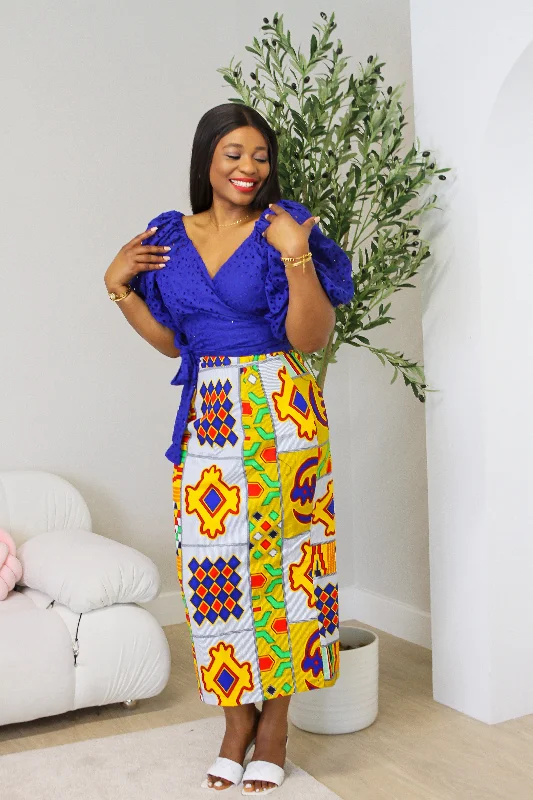 New in African Print Kente Midi Skirt - Lala