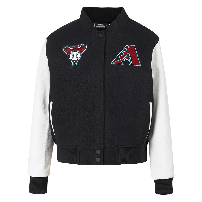 MLB ARIZONA DIAMONDBACKS CLASSIC WOMEN'S WOOL VARSITY JACKET (BLACK/WHITE)