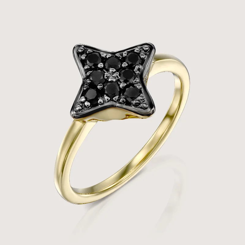 The Perfect Jewelry Piece At The Perfect Discount Cassiopeia Gold Ring With Black Diamonds