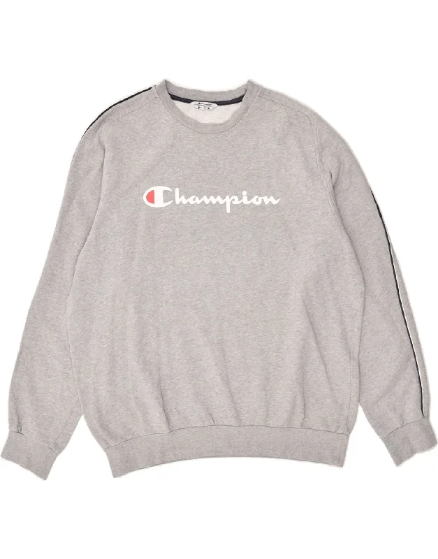 CHAMPION Mens Graphic Sweatshirt Jumper 2XL Grey Cotton