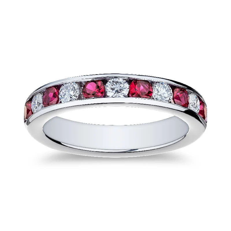 Dazzle With Discounts – Shop Jewelry On Sale Bremer Jewelry Ruby and Diamond Channel Set Ring in Platinum (1.11ctw)