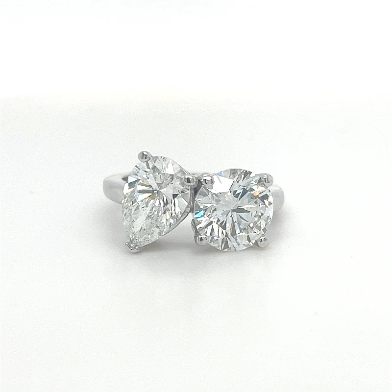 Exclusive Jewelry Offers – Shine For Less Tio et Moi Lab GrownTwo Stone Diamond Fashion Ring in 14K White Gold (4.84ctw)